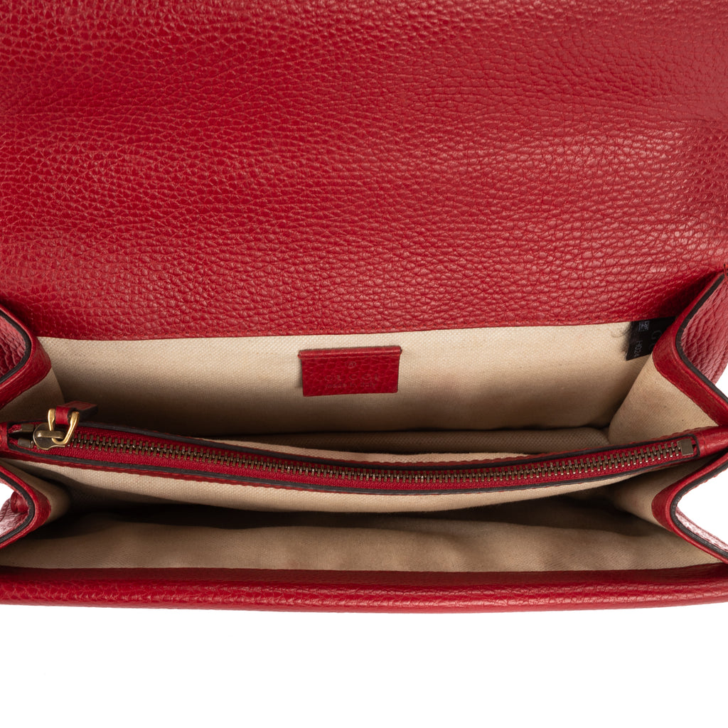 Shoulder Bag Medium Swarvoski Crystal Dionysus Medium Red Grained Calfskin Leather