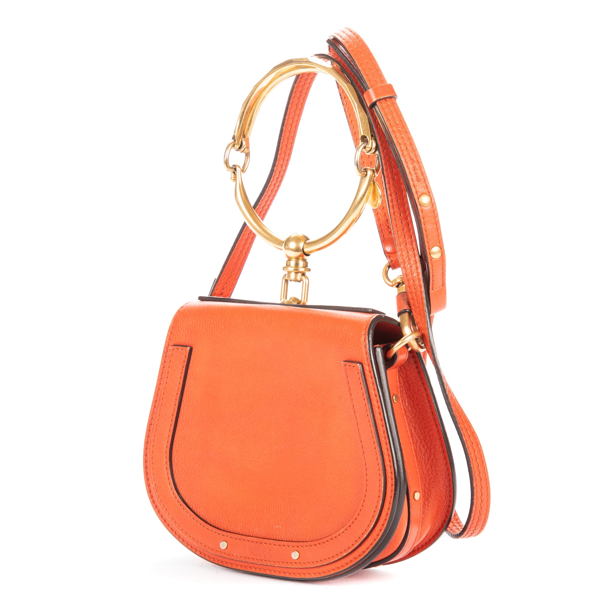 Shoulder Bag Nile Bracelet Crossbody Dark Orange Calfskin Leather