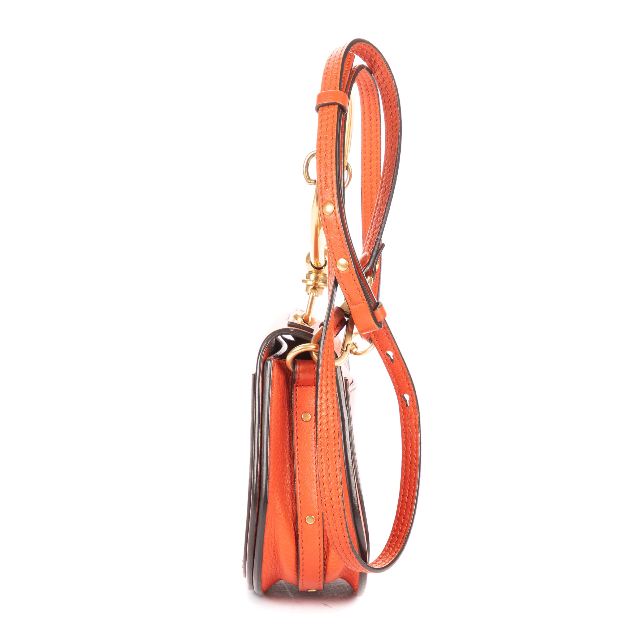 Shoulder Bag Nile Bracelet Crossbody Dark Orange Calfskin Leather