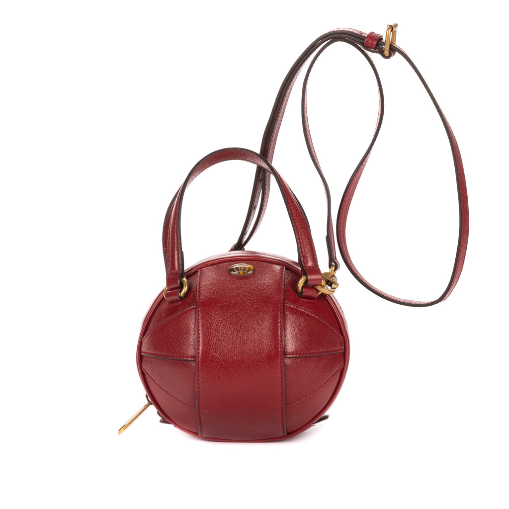 Sac bandoulière Mini Tifosa Ball Bag en cuir de veau grainé rouge