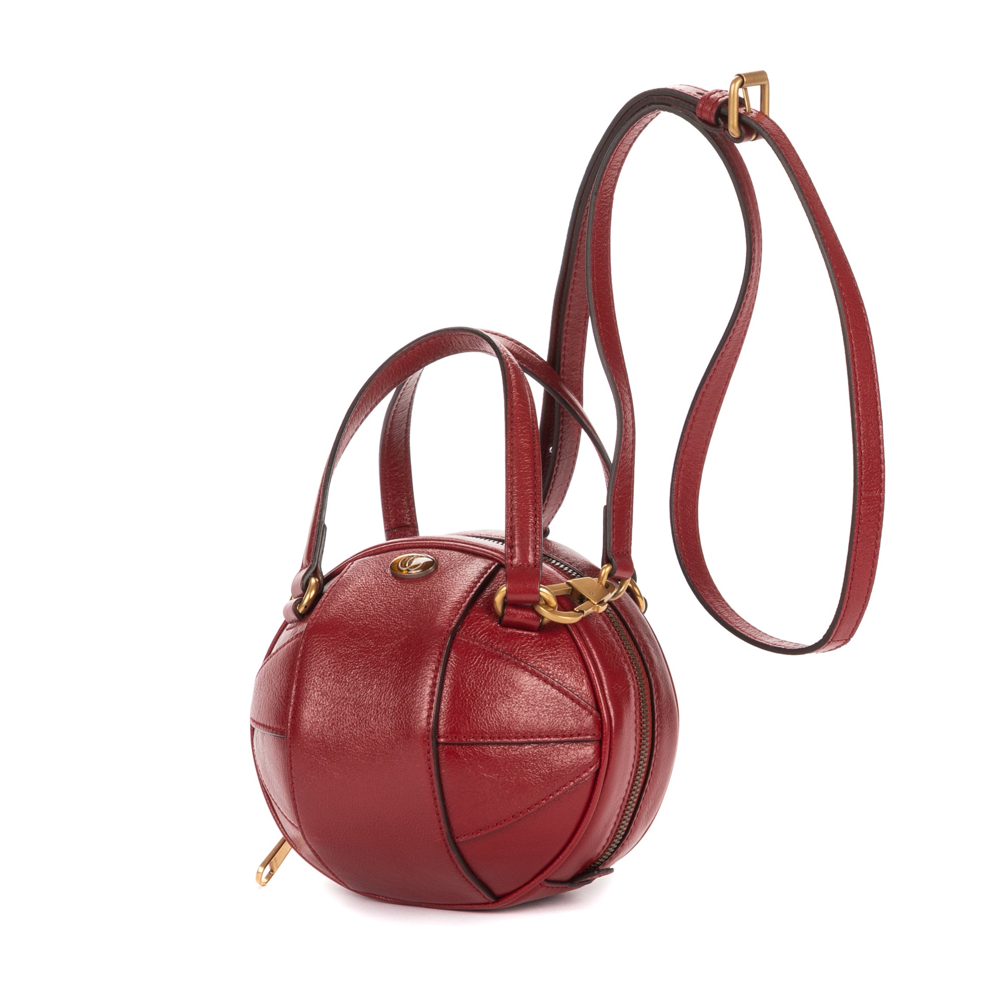 Sac bandoulière Mini Tifosa Ball Bag en cuir de veau grainé rouge