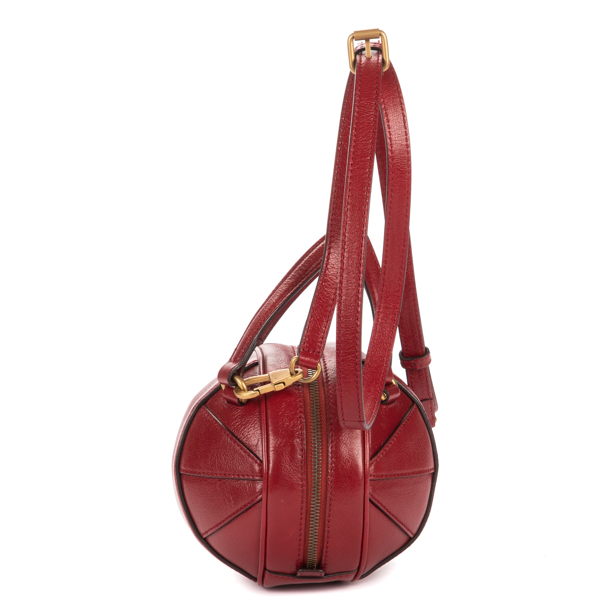 Sac bandoulière Mini Tifosa Ball Bag en cuir de veau grainé rouge