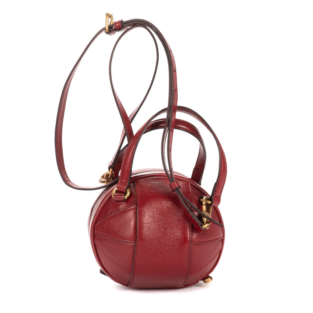 Sac bandoulière Mini Tifosa Ball Bag en cuir de veau grainé rouge