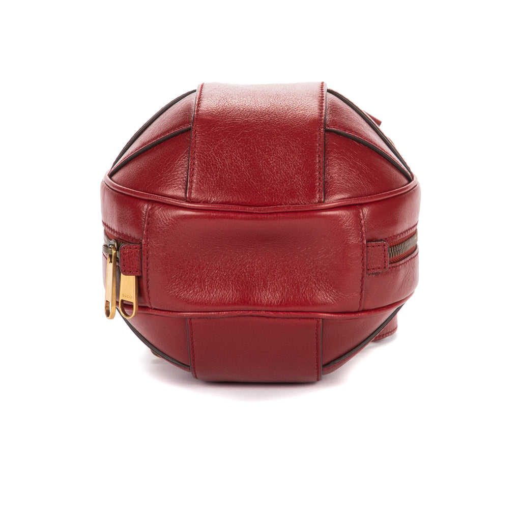 Sac bandoulière Mini Tifosa Ball Bag en cuir de veau grainé rouge