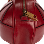 Sac bandoulière Mini Tifosa Ball Bag en cuir de veau grainé rouge