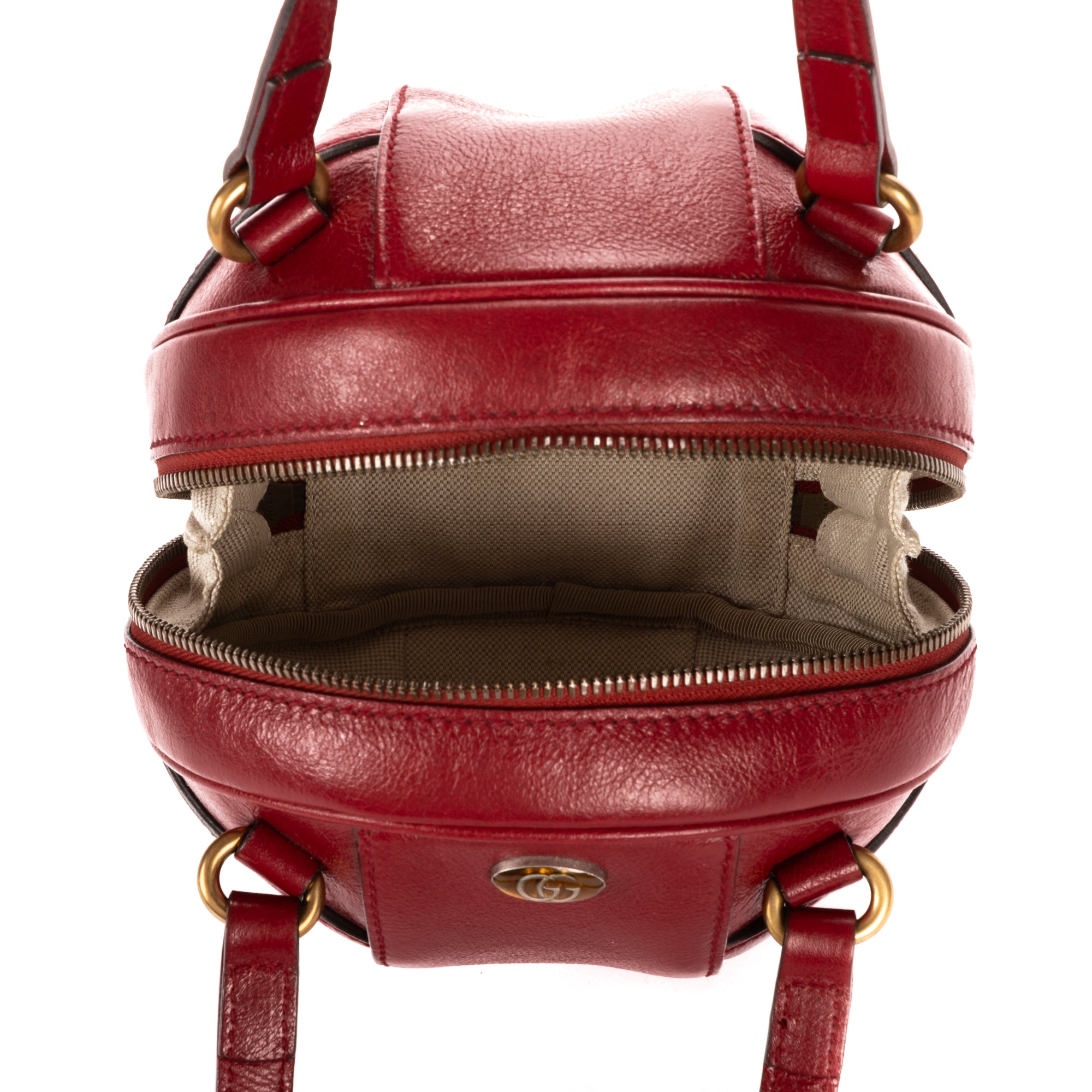 Sac bandoulière Mini Tifosa Ball Bag en cuir de veau grainé rouge