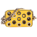Sac à bandoulière Œillet Sac chaîne Bauletto Cuir Vitello Daino Jaune