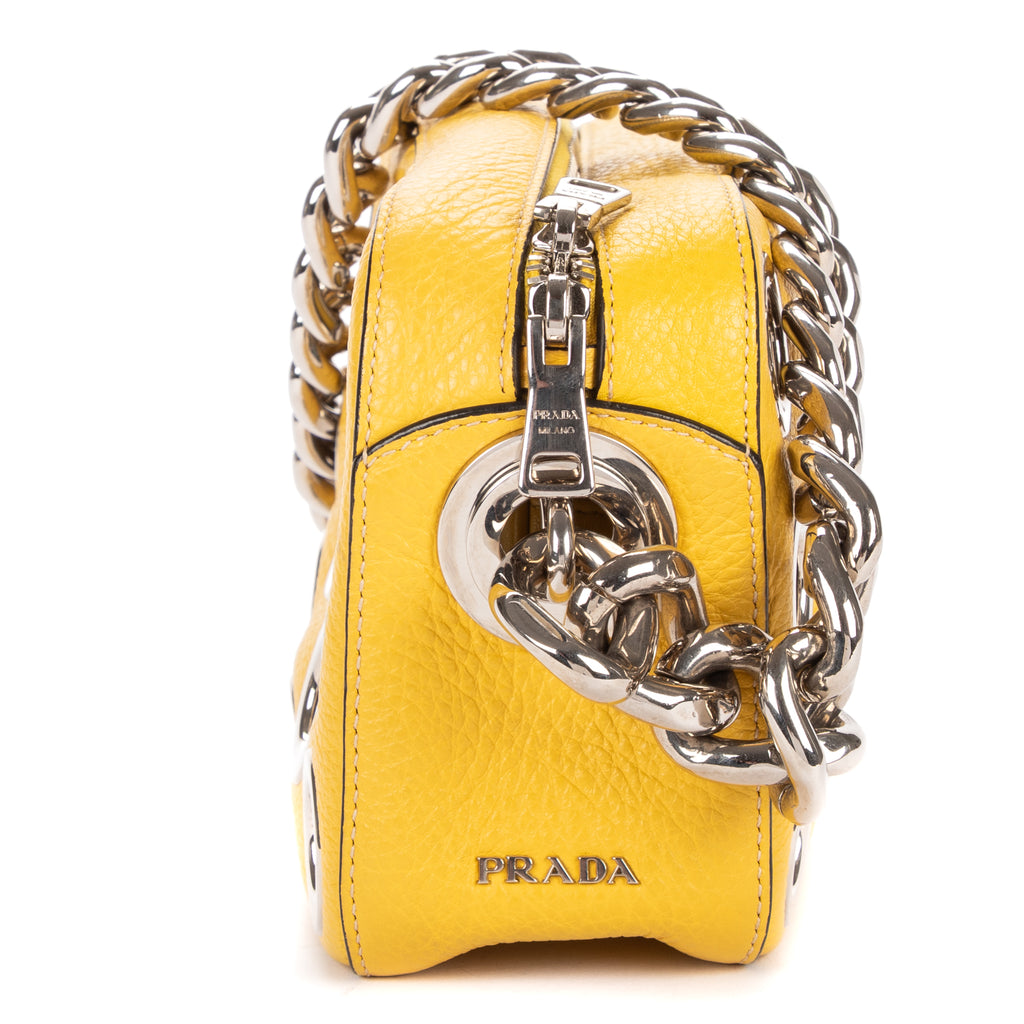 Sac à bandoulière Œillet Sac chaîne Bauletto Cuir Vitello Daino Jaune