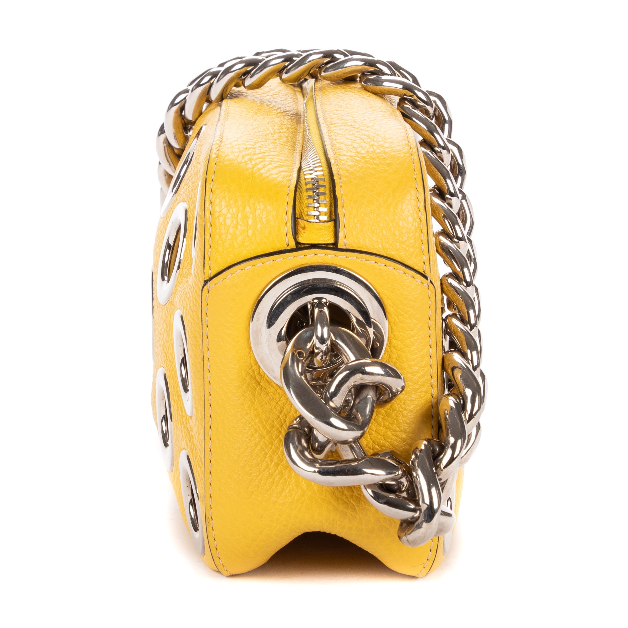 Sac à bandoulière Œillet Sac chaîne Bauletto Cuir Vitello Daino Jaune