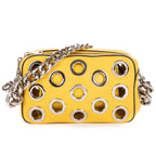 Sac à bandoulière Œillet Sac chaîne Bauletto Cuir Vitello Daino Jaune
