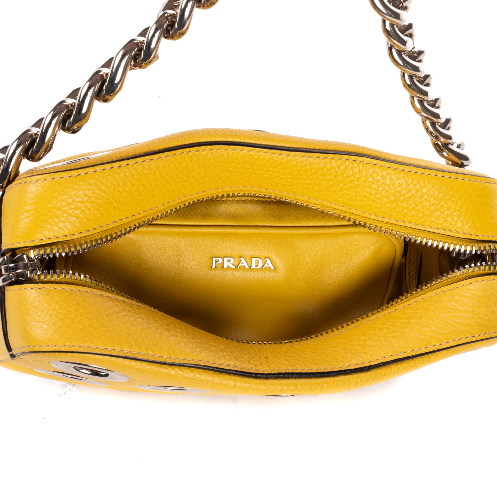 Sac à bandoulière Œillet Sac chaîne Bauletto Cuir Vitello Daino Jaune
