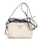 Shoulder Bag Camera Crossbody White Vitello Daino Leather