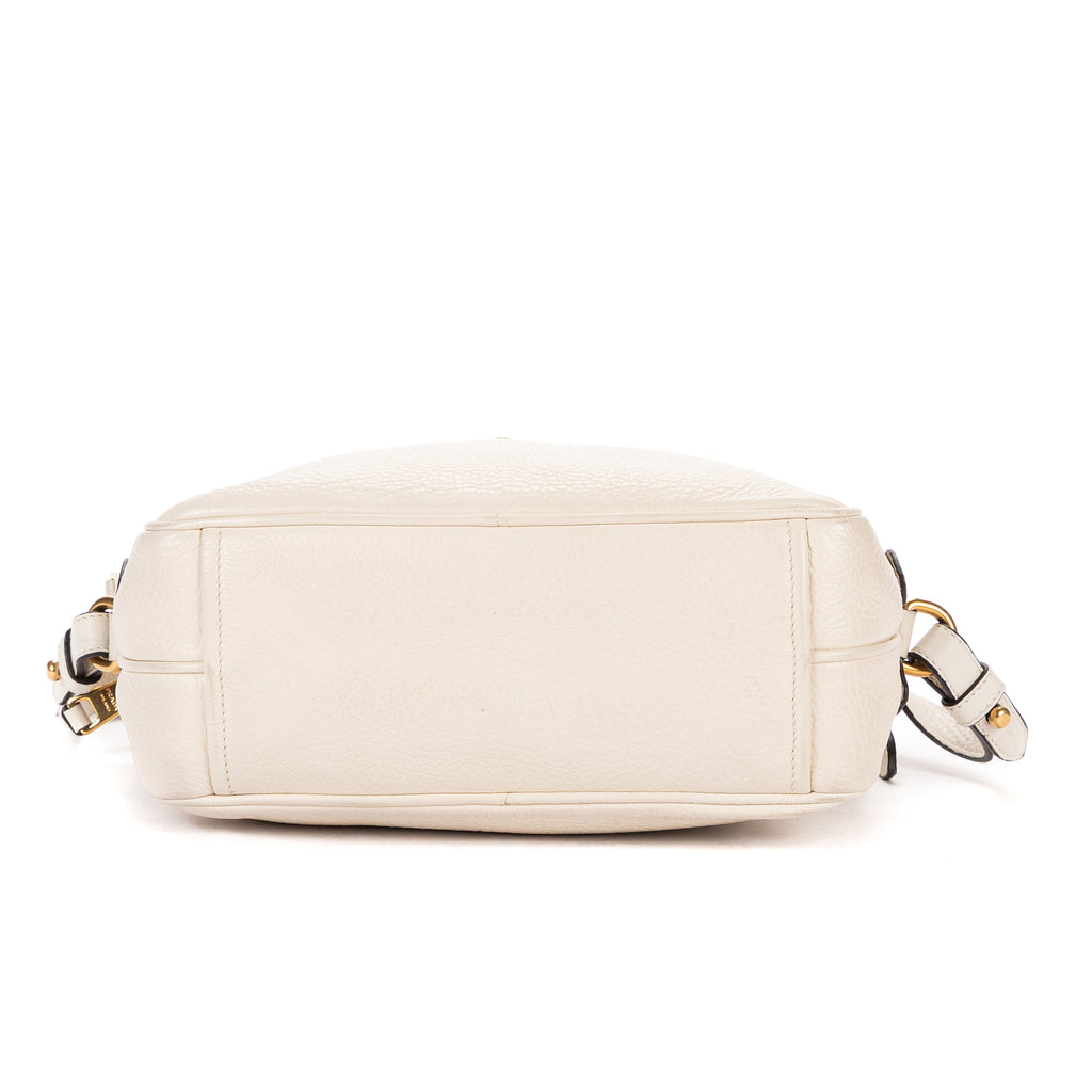 Shoulder Bag Camera Crossbody White Vitello Daino Leather