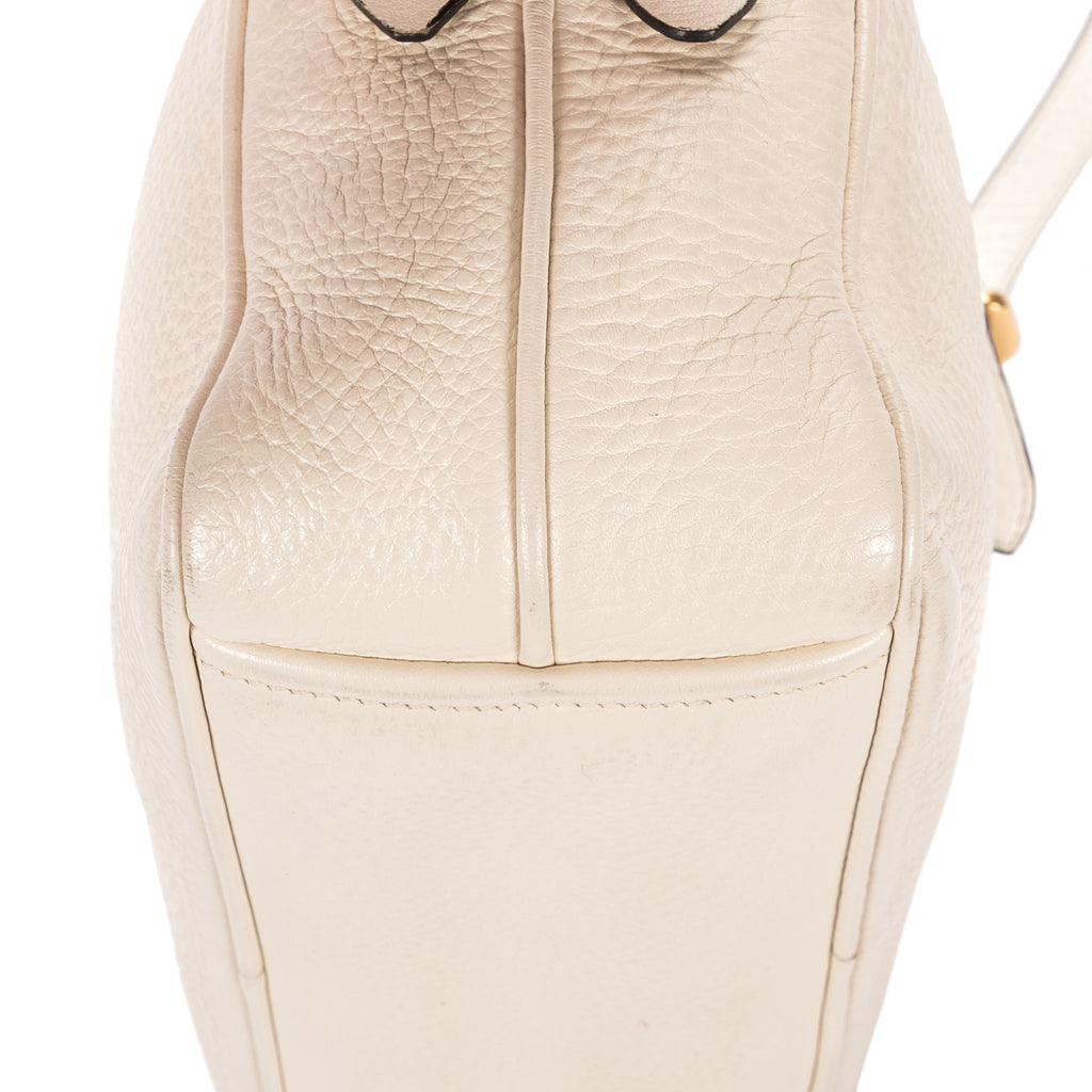 Shoulder Bag Camera Crossbody White Vitello Daino Leather