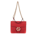 Shoulder Bag Small Interlocking GG Chain Crossbody Small Red Grained Calfskin Leather