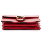 Shoulder Bag Small Interlocking GG Chain Crossbody Small Red Grained Calfskin Leather