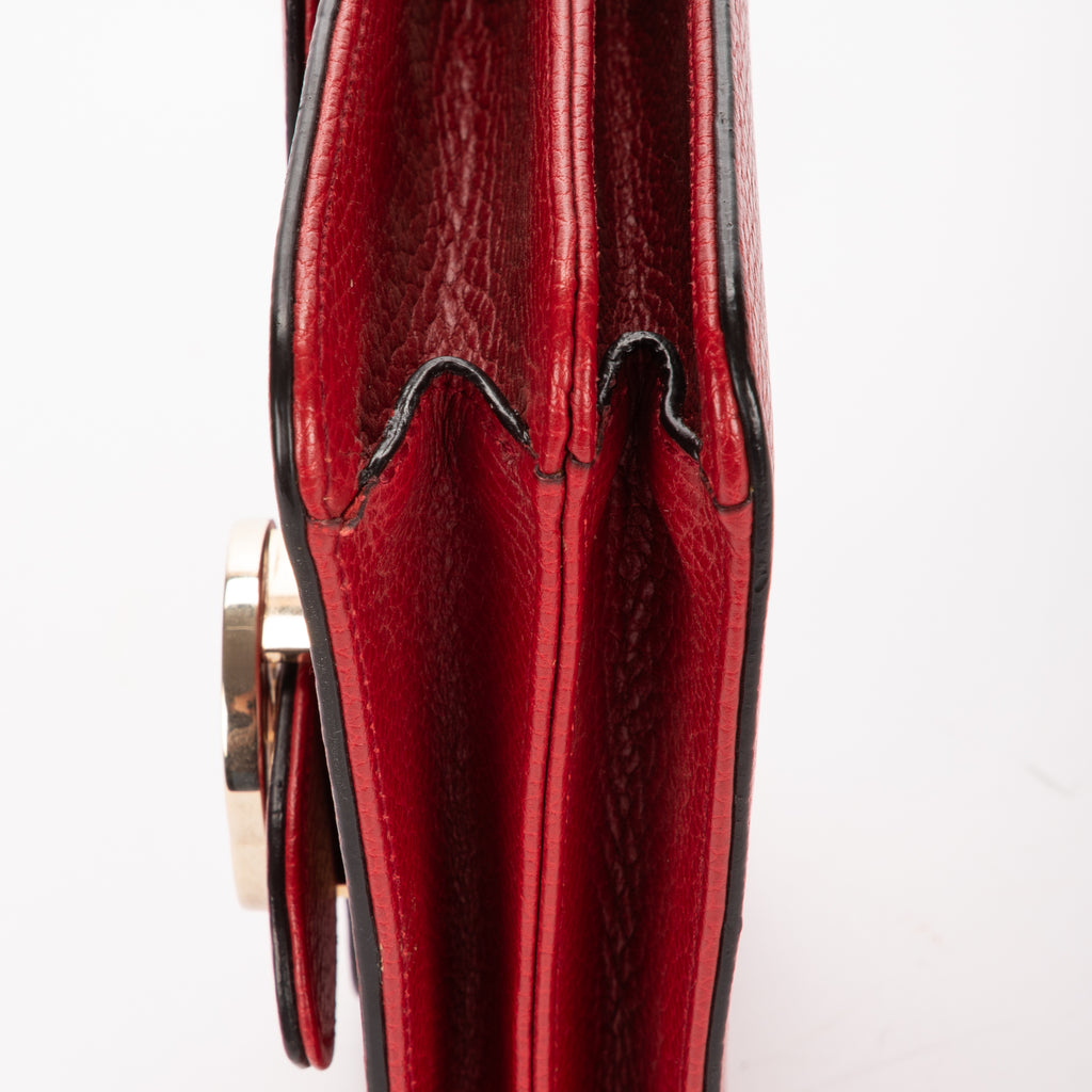 Shoulder Bag Small Interlocking GG Chain Crossbody Small Red Grained Calfskin Leather
