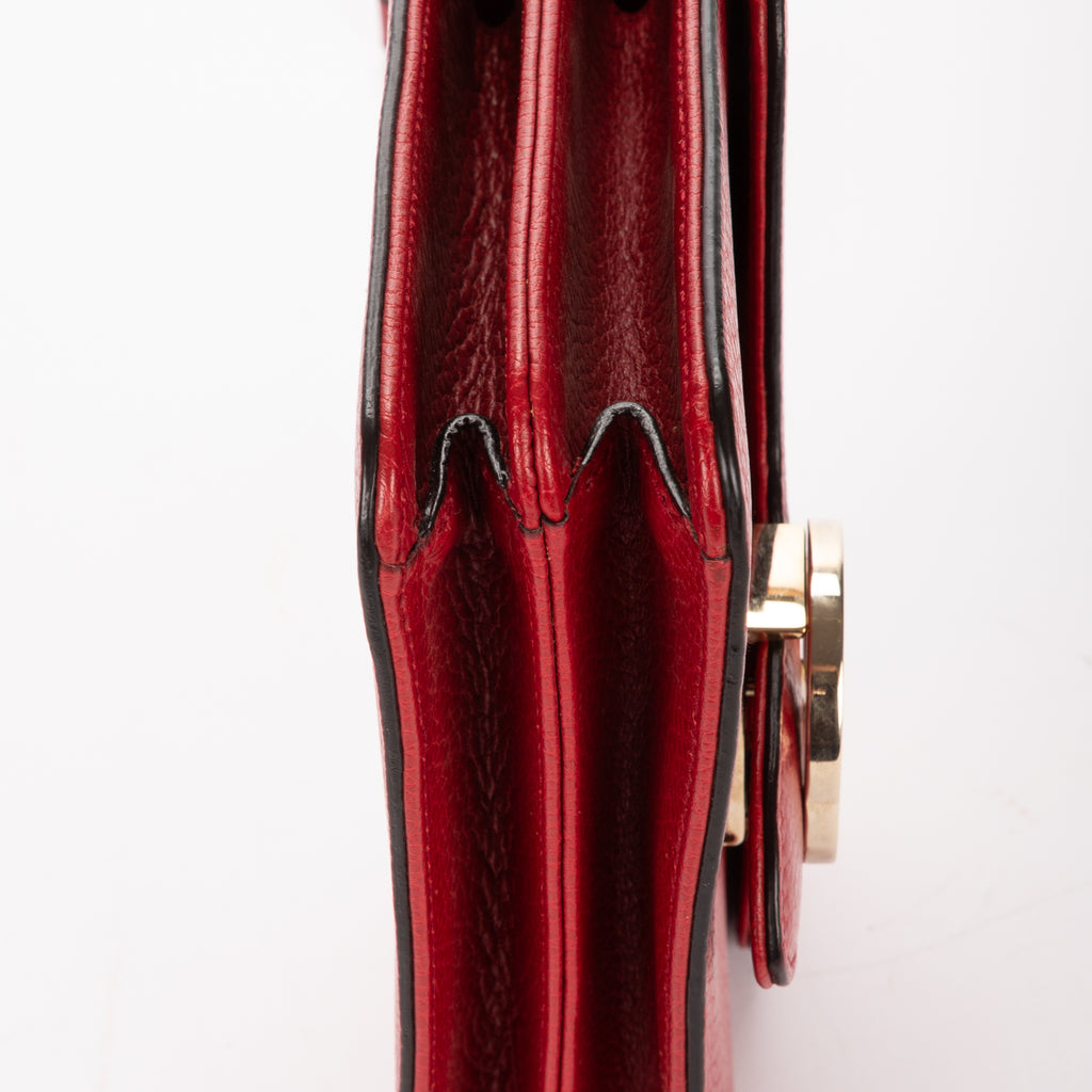 Shoulder Bag Small Interlocking GG Chain Crossbody Small Red Grained Calfskin Leather