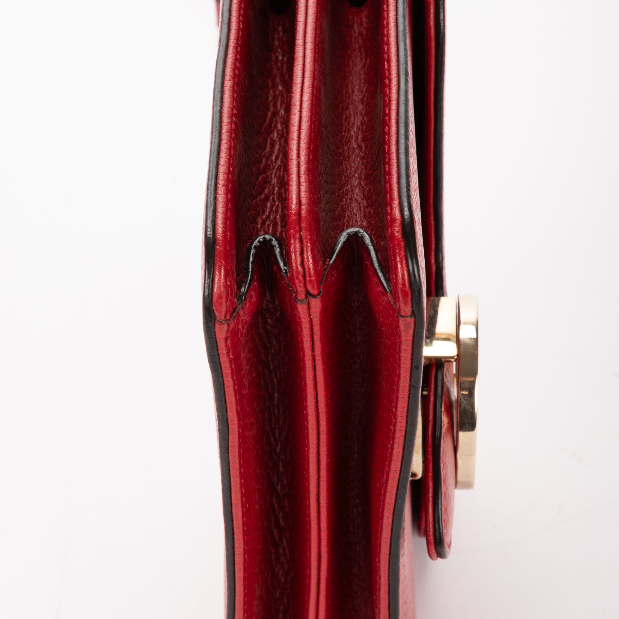 Shoulder Bag Small Interlocking GG Chain Crossbody Small Red Grained Calfskin Leather