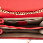 Shoulder Bag Small Interlocking GG Chain Crossbody Small Red Grained Calfskin Leather