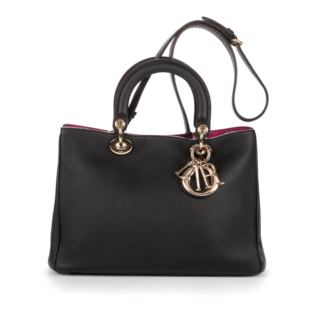 Shoulder Bag Diorissimo Tote Black Grained Calfskin Leather