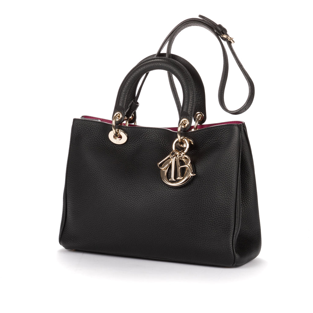Shoulder Bag Diorissimo Tote Black Grained Calfskin Leather