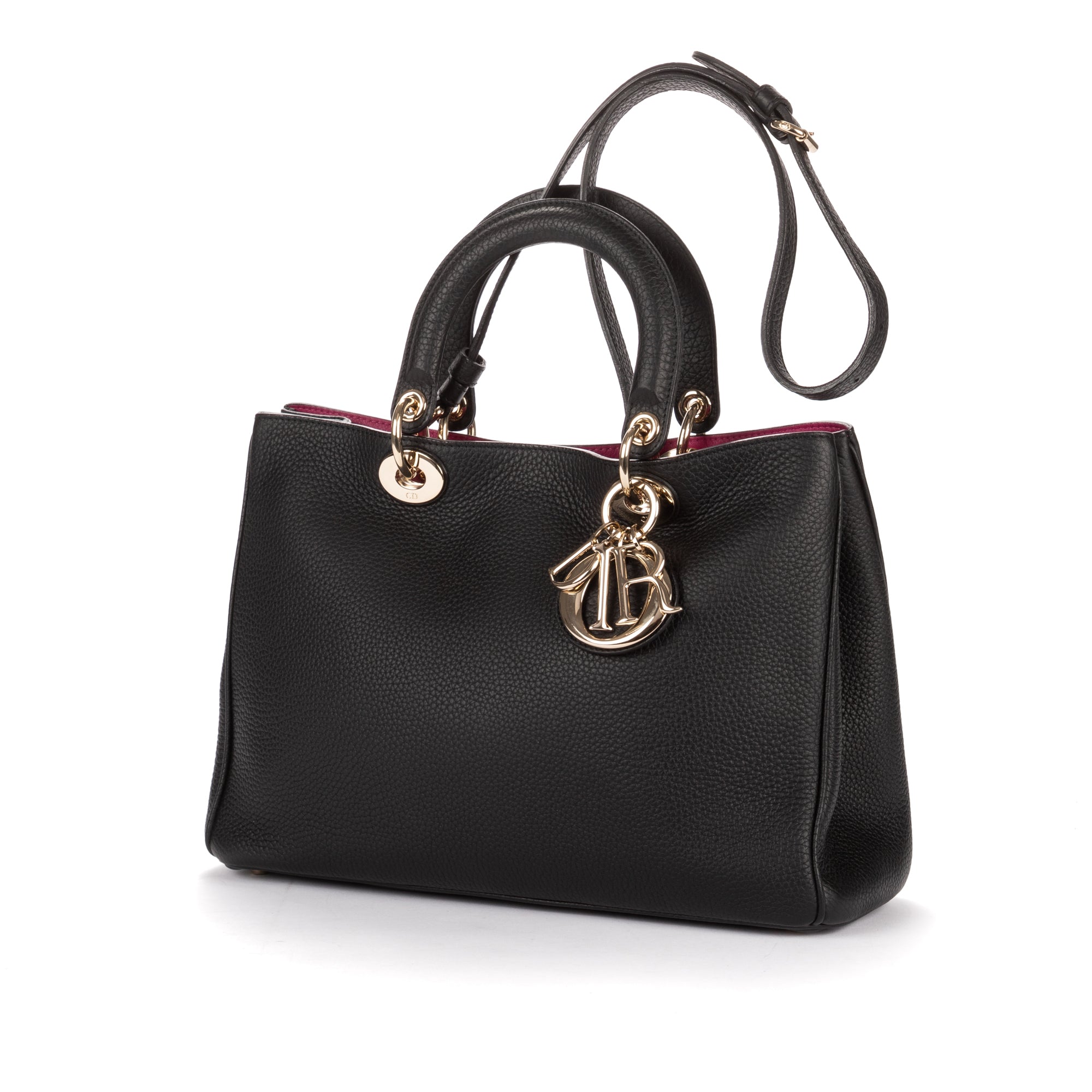 Shoulder Bag Diorissimo Tote Black Grained Calfskin Leather