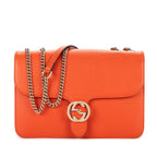 Shoulder Bag Medium Interlocking GG Chain Crossbody Medium Orange Grained Calfskin Leather