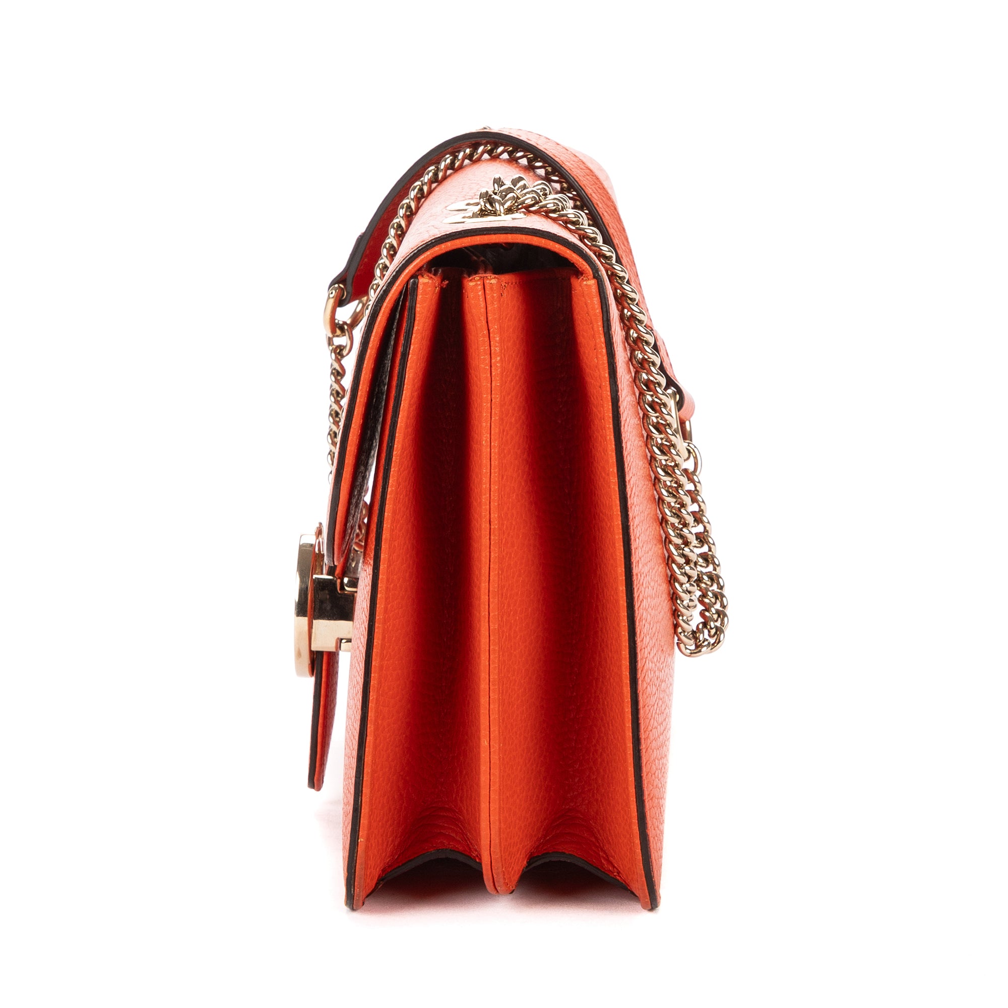 Shoulder Bag Medium Interlocking GG Chain Crossbody Medium Orange Grained Calfskin Leather