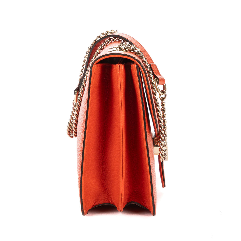 Shoulder Bag Medium Interlocking GG Chain Crossbody Medium Orange Grained Calfskin Leather