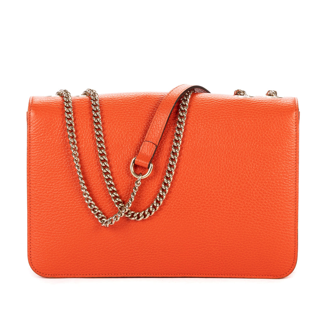 Shoulder Bag Medium Interlocking GG Chain Crossbody Medium Orange Grained Calfskin Leather