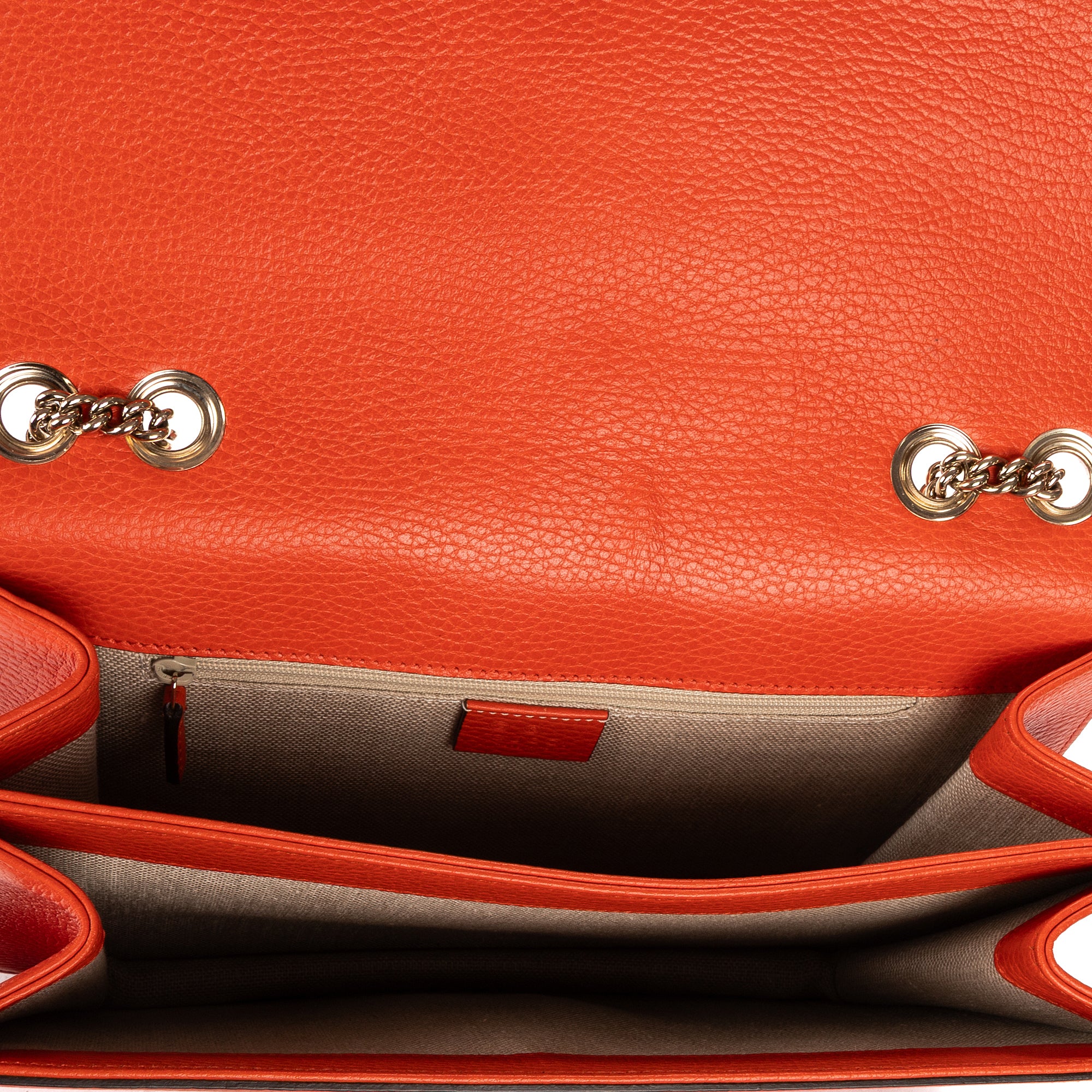 Shoulder Bag Medium Interlocking GG Chain Crossbody Medium Orange Grained Calfskin Leather