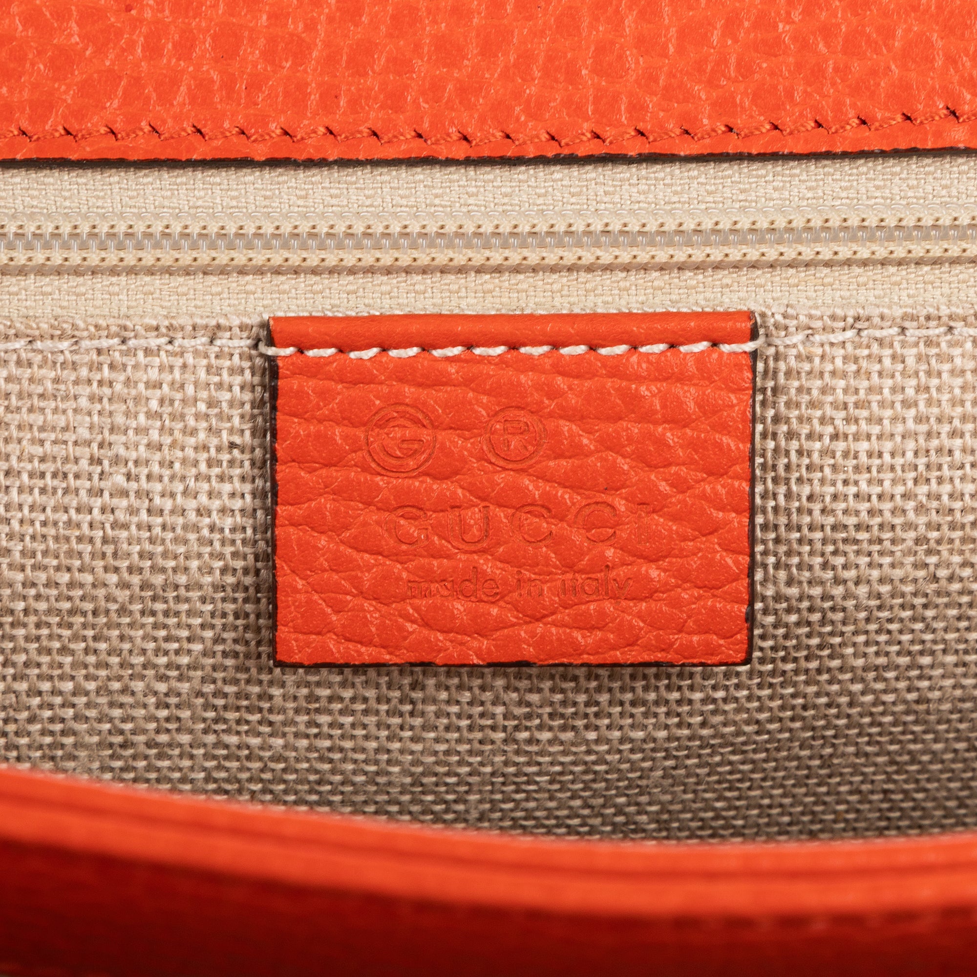 Shoulder Bag Medium Interlocking GG Chain Crossbody Medium Orange Grained Calfskin Leather