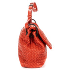 Shoulder Bag Flap Messenger Orange Nappa Intrecciato Leather