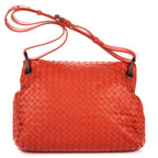 Shoulder Bag Flap Messenger Orange Nappa Intrecciato Leather