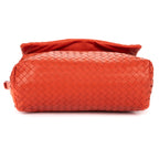 Shoulder Bag Flap Messenger Orange Nappa Intrecciato Leather