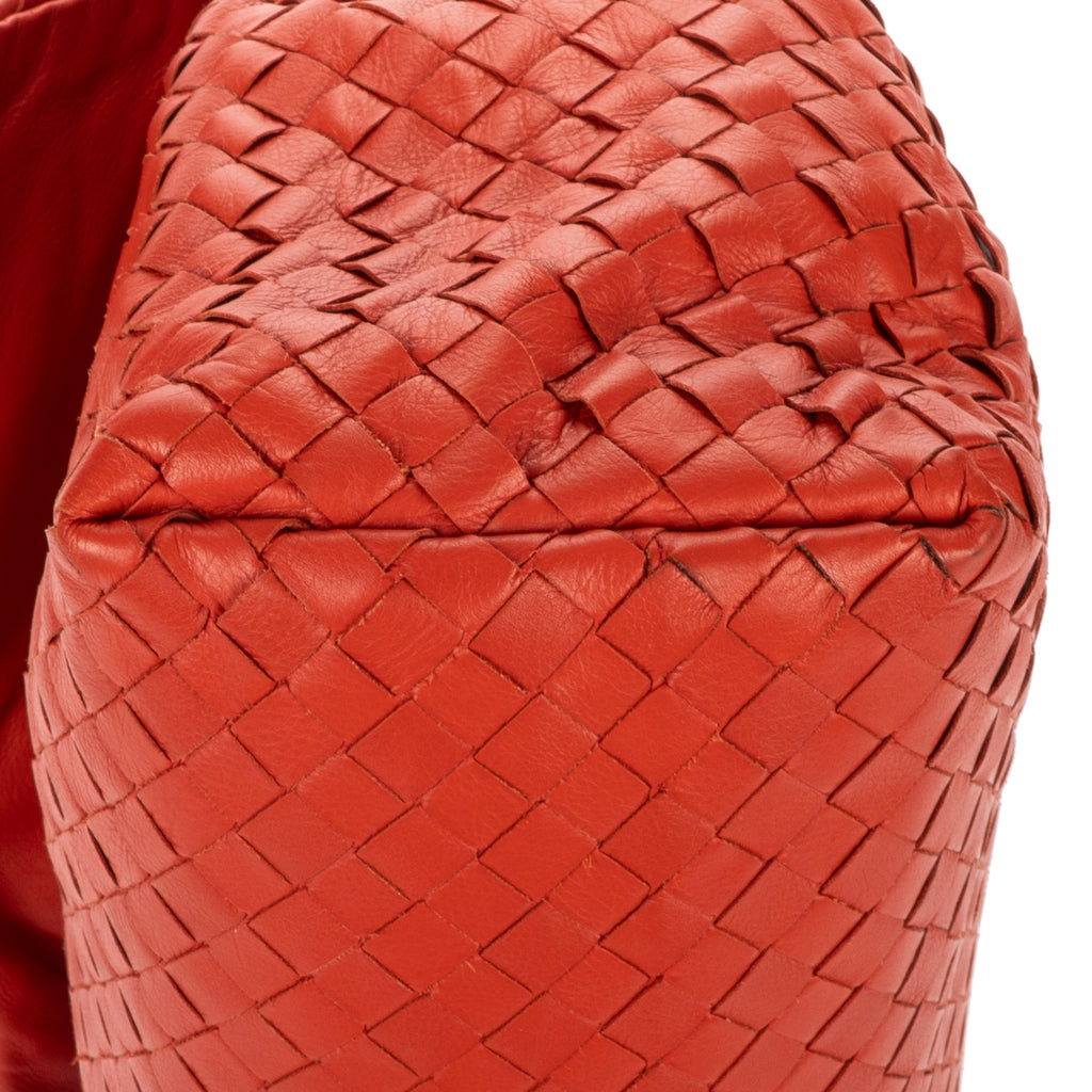 Shoulder Bag Flap Messenger Orange Nappa Intrecciato Leather