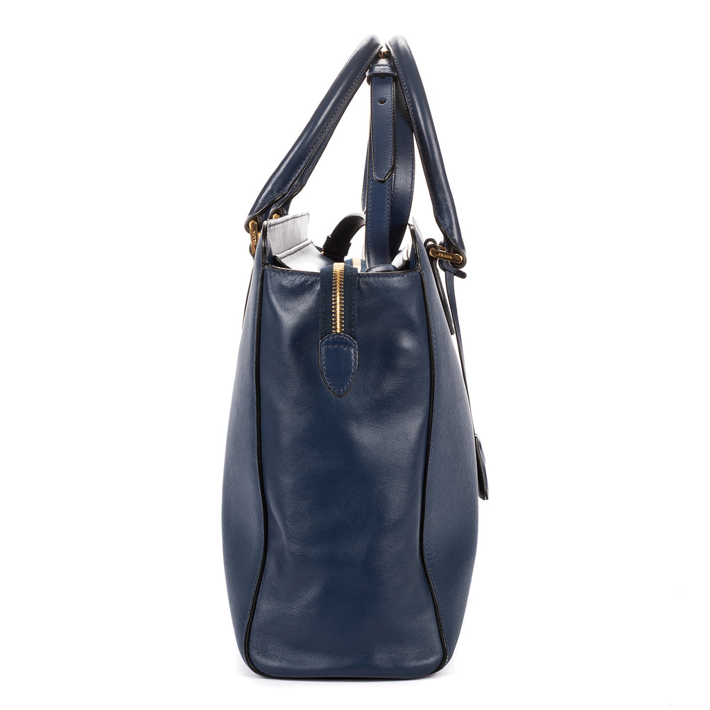 Shoulder Bag Galleria Tote Navy Saffiano Lux Leather