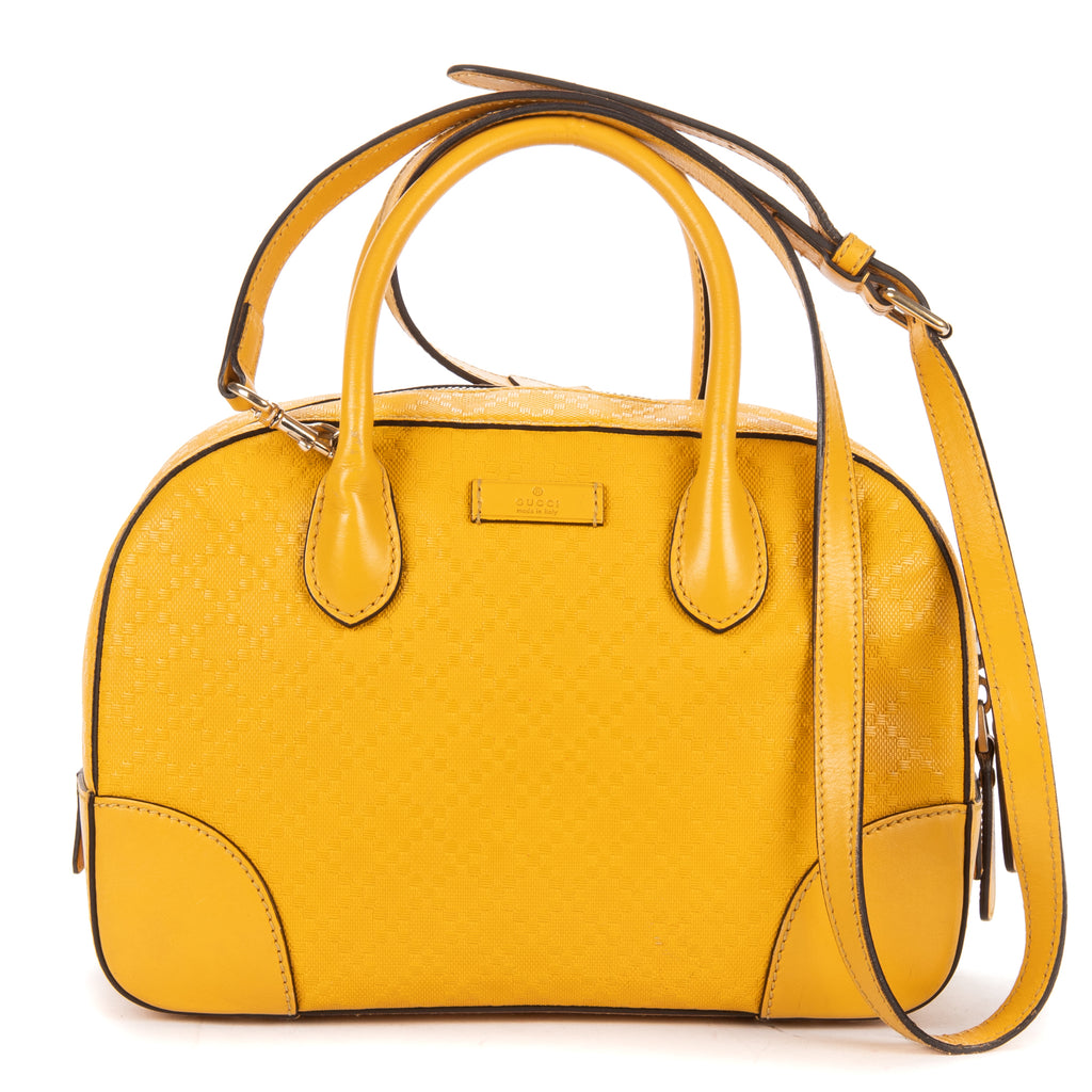 Shoulder Bag Boston Top Handle Yellow Diamante Canvas