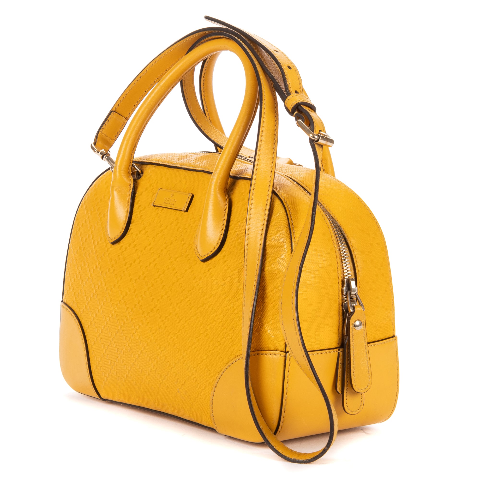 Shoulder Bag Boston Top Handle Yellow Diamante Canvas