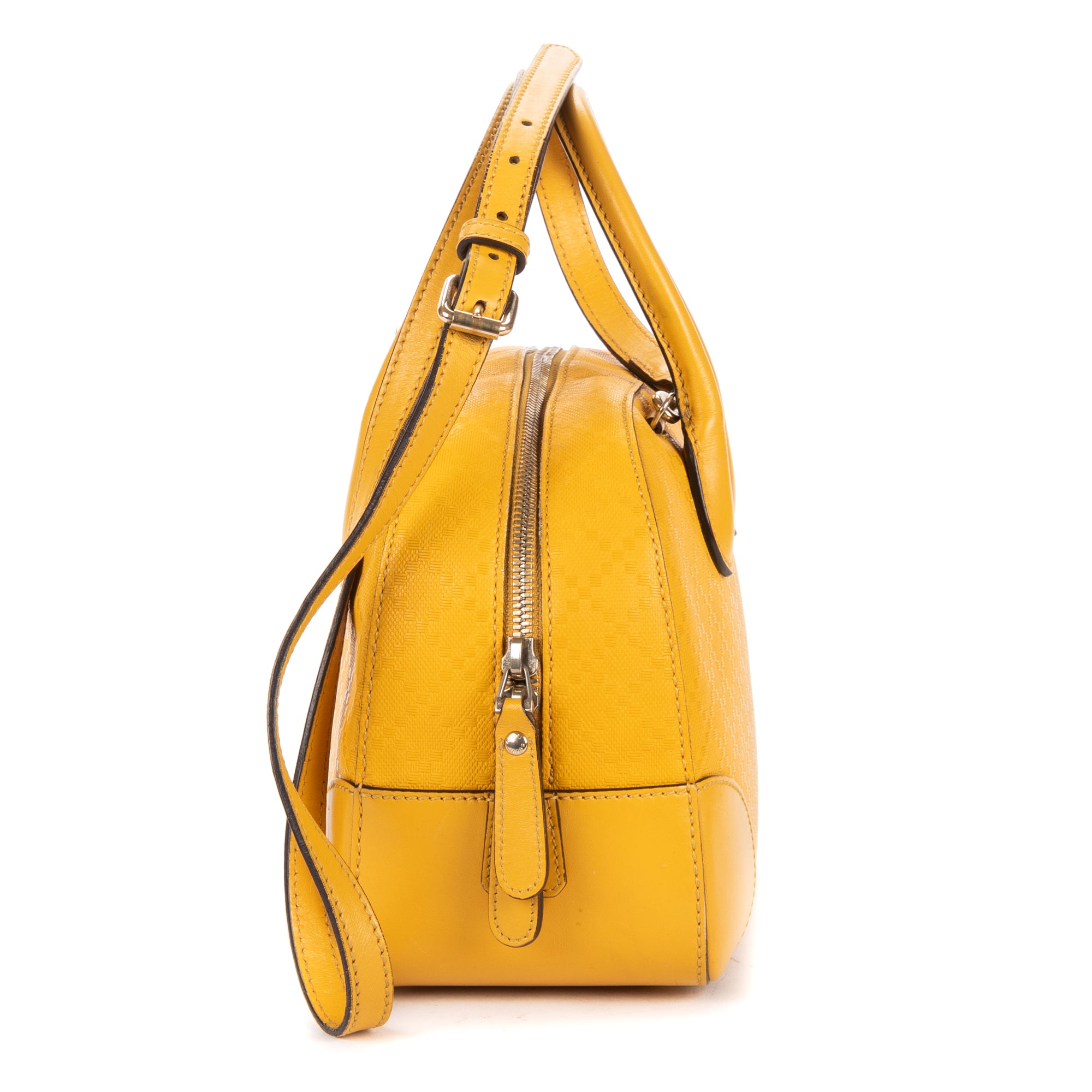 Shoulder Bag Boston Top Handle Yellow Diamante Canvas