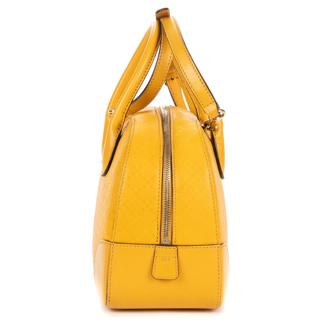 Shoulder Bag Boston Top Handle Yellow Diamante Canvas