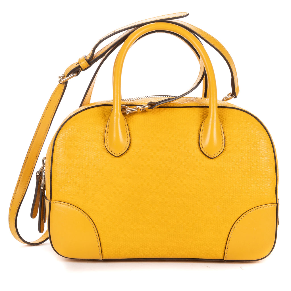 Shoulder Bag Boston Top Handle Yellow Diamante Canvas