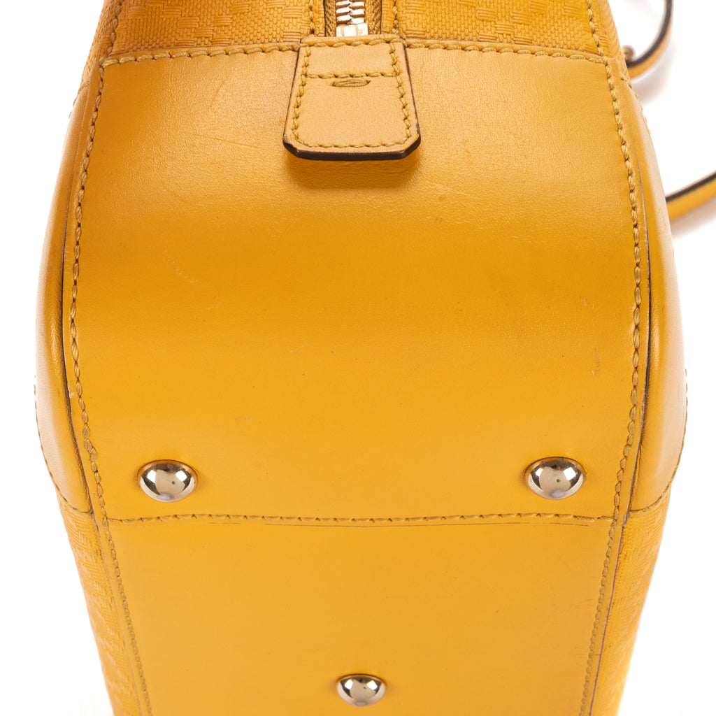 Shoulder Bag Boston Top Handle Yellow Diamante Canvas