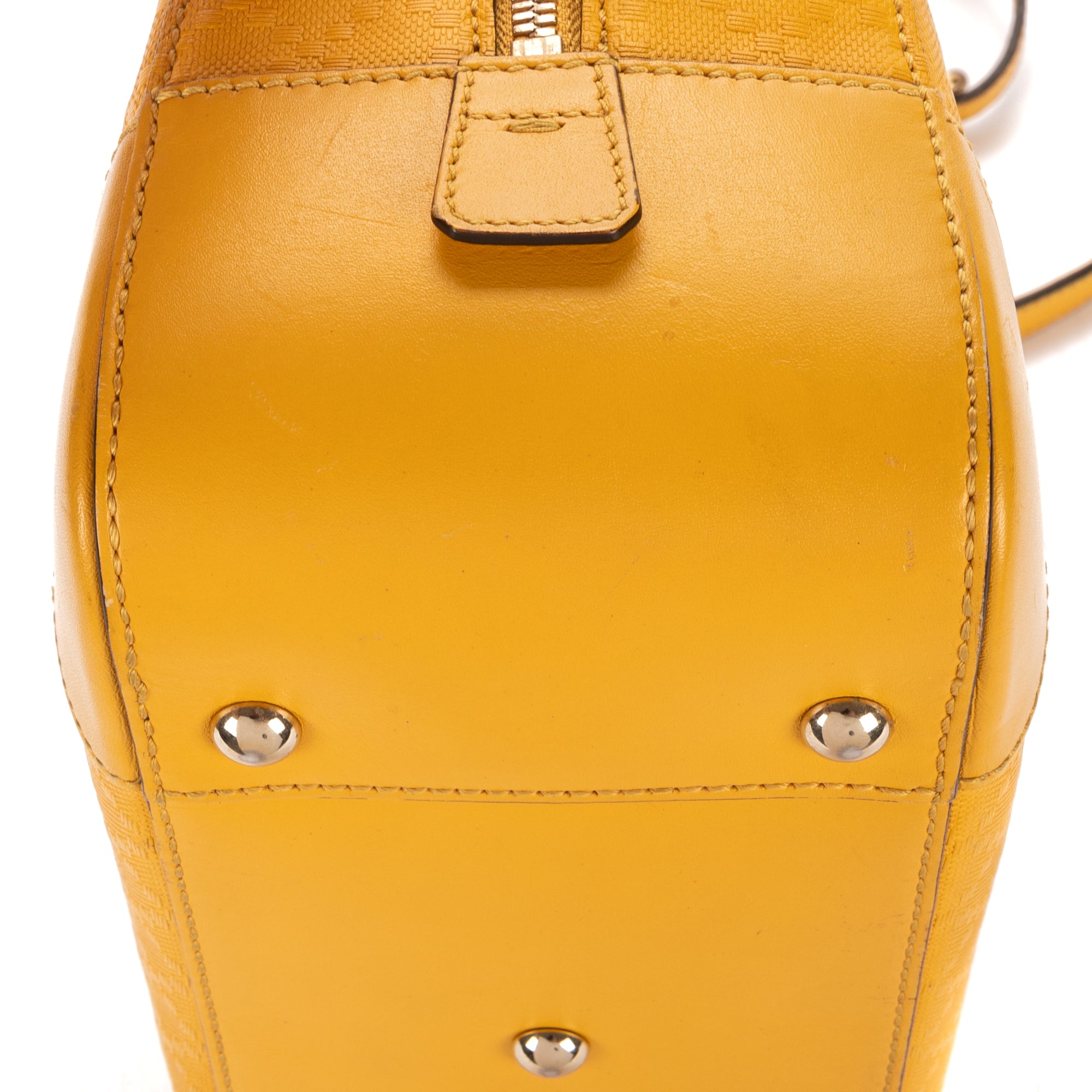 Shoulder Bag Boston Top Handle Yellow Diamante Canvas