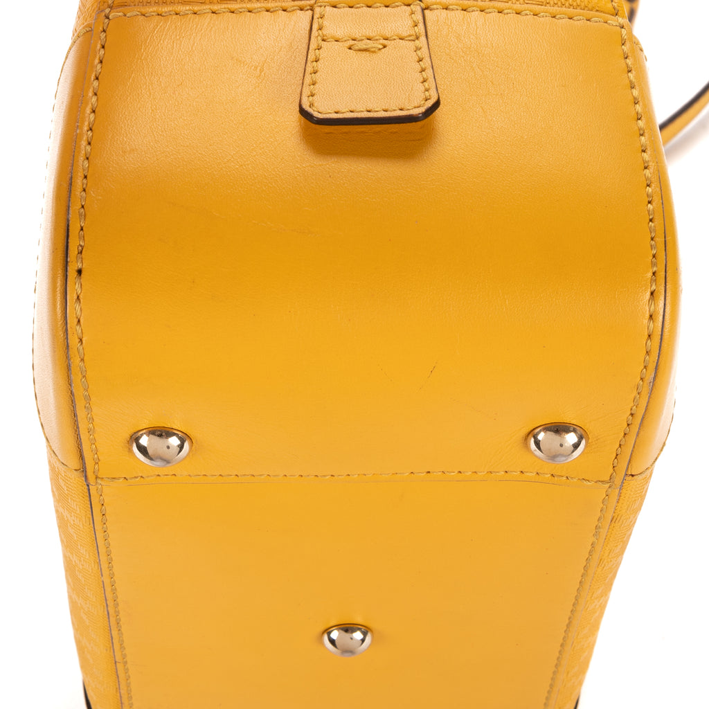 Shoulder Bag Boston Top Handle Yellow Diamante Canvas
