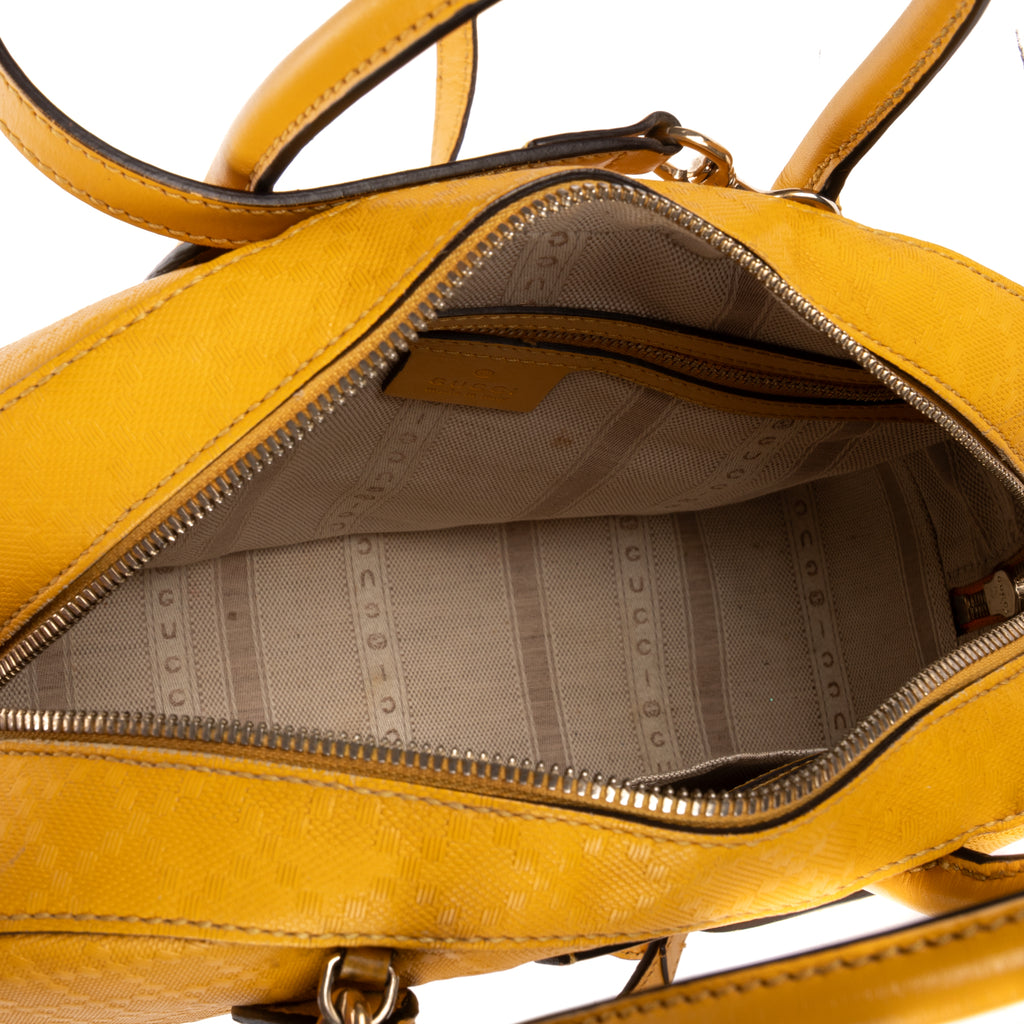 Shoulder Bag Boston Top Handle Yellow Diamante Canvas