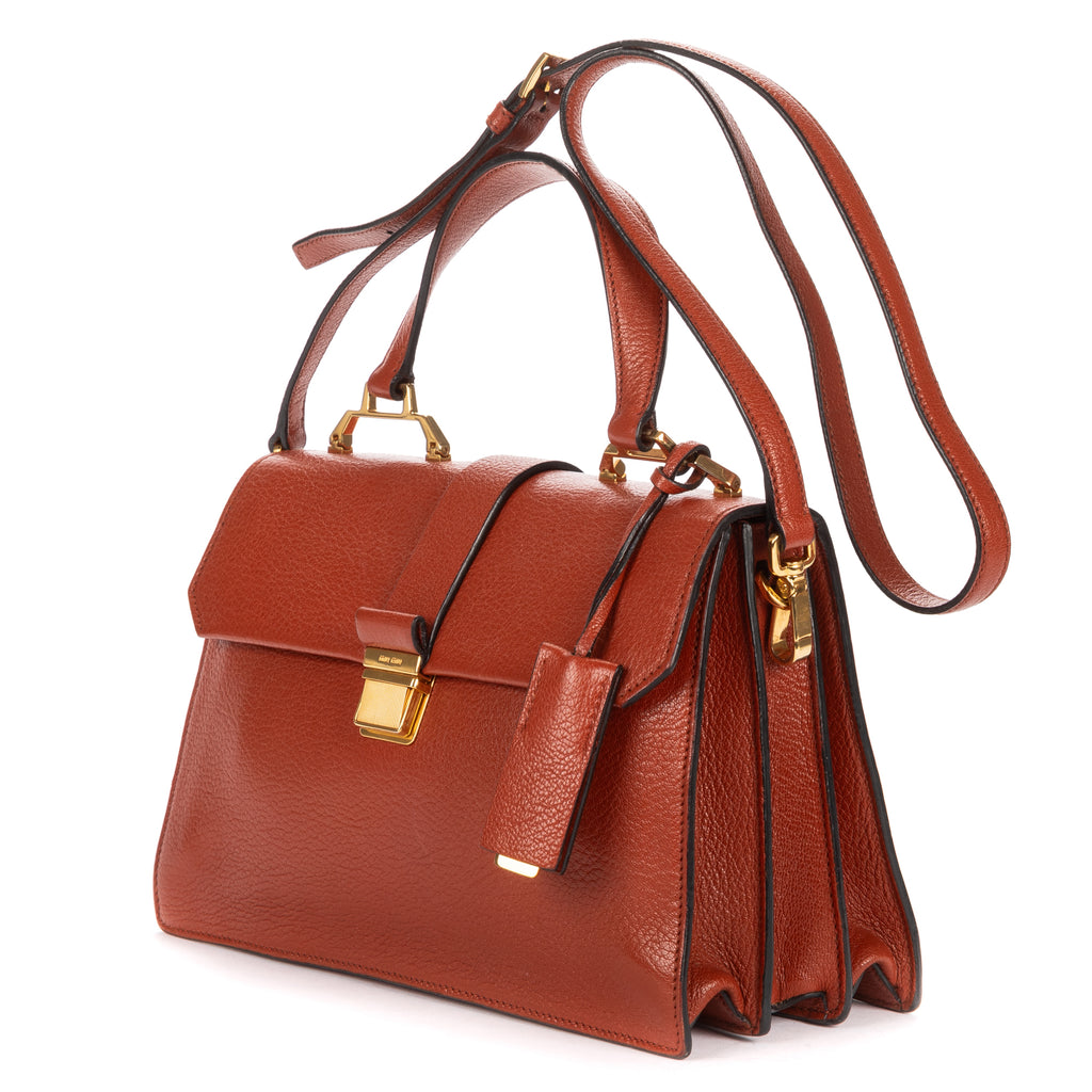 Shoulder Bag Madras Top Handle Brown Madras Leather
