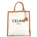 Shoulder Bag Vertical Tote Large Ivory Logo Print Canvas