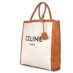 Shoulder Bag Vertical Tote Large Ivory Logo Print Canvas